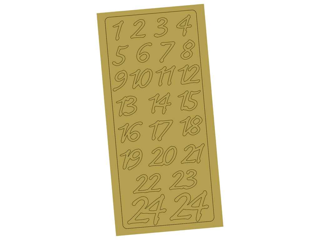 Outline Sticker 3648 Gold Numbers 1-24 blister