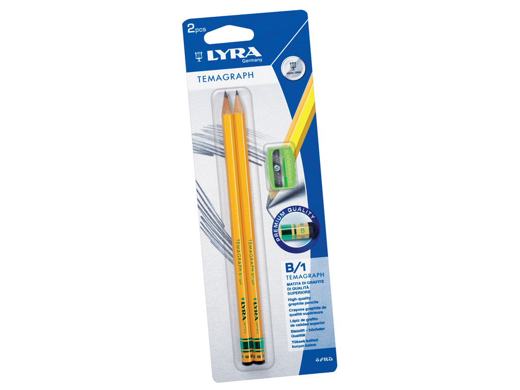 Grafitinis pieštukas Lyra Temagraph 2xB blister.