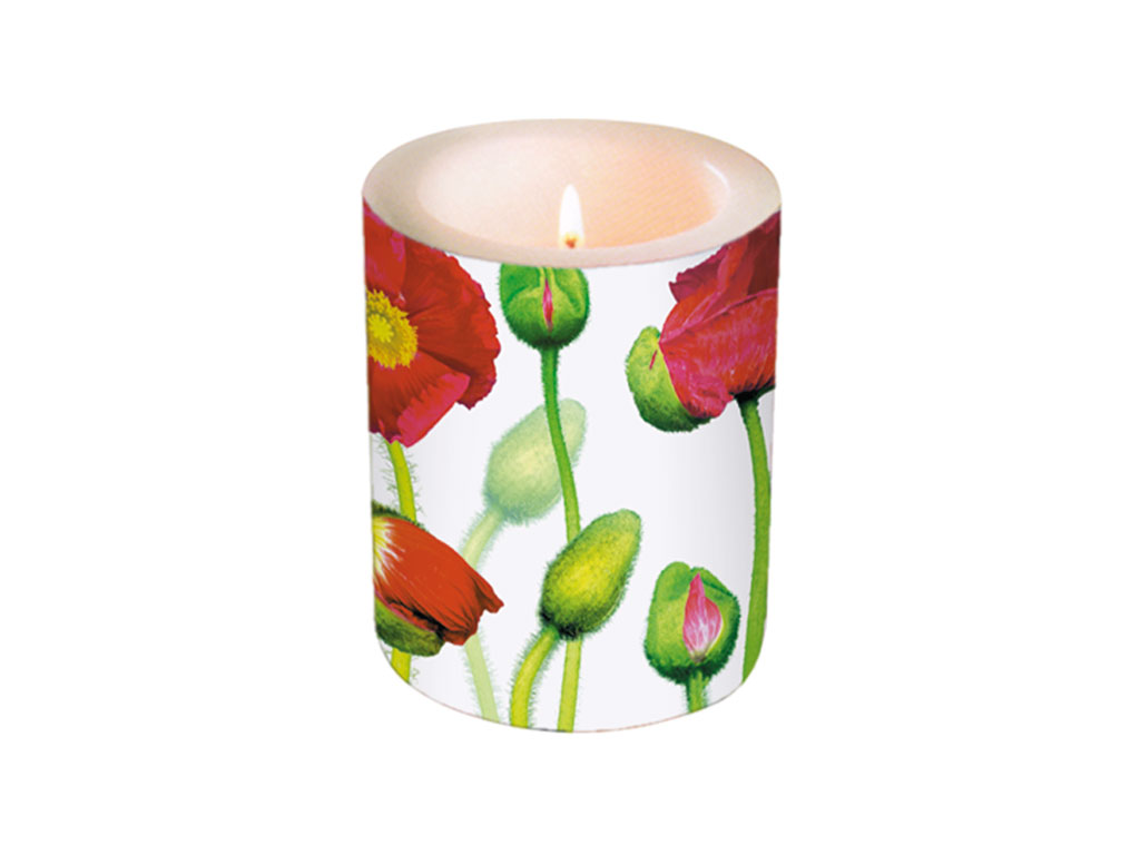 Žvakė d=10.5cm h=12cm Flourishing Poppies