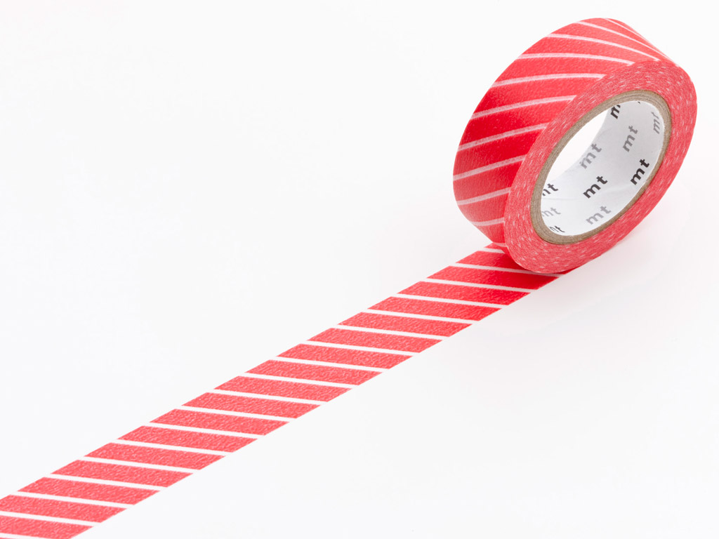 Washi dekoratyvi lipni juostelė mt 1P deco 15mmx10m stripe red