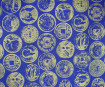 Lokta Paper 51x76cm Coin Gold on Blue