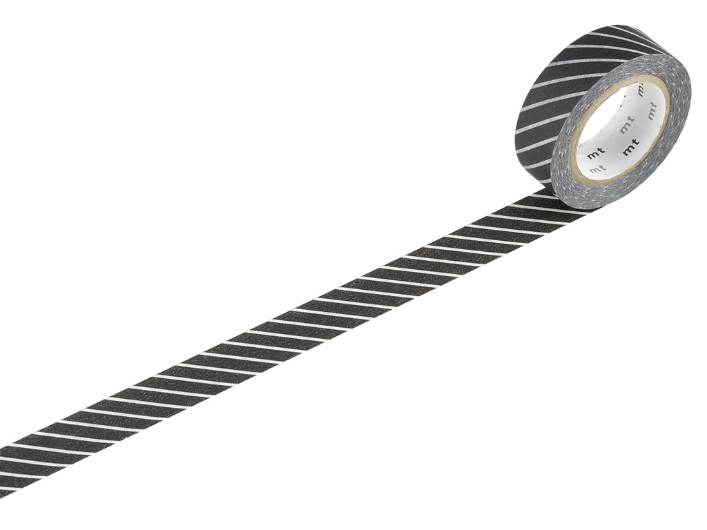 Washi dekoratyvi lipni juostelė mt 1P deco 15mmx10m stripe black