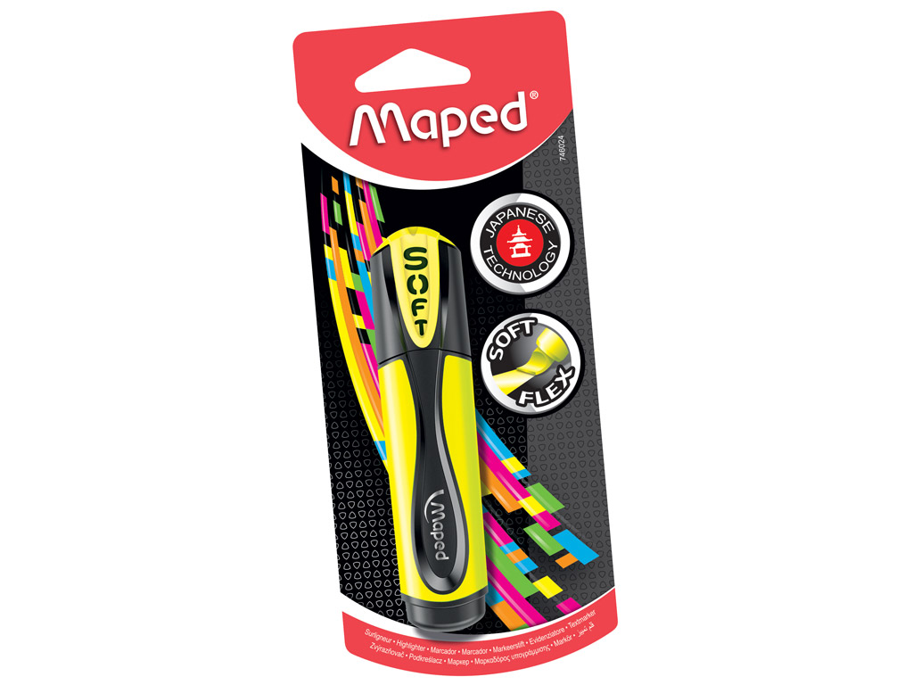 Teksto žymeklis Maped Fluo Peps Ultra Soft geltona blister.