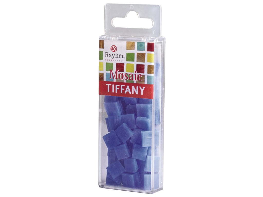Mosaic stones Rayher Tiffany 1x1cm ~50pcs/40g marbled light blue
