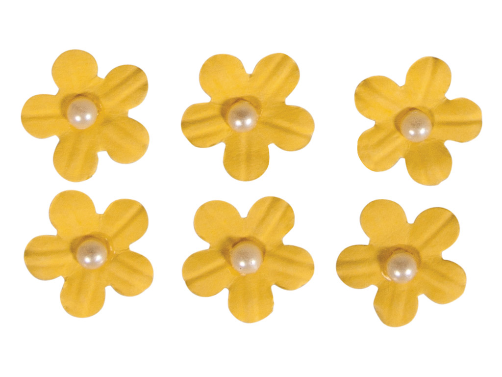 Kaunistus paberist Rayher lilleõied liimuv poolpärliga 20tk kollane