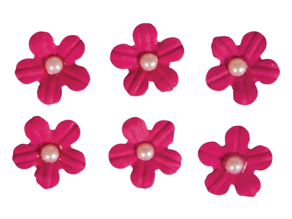 Kaunistus paberist Rayher lilleõied liimuv poolpärliga 20tk roosa