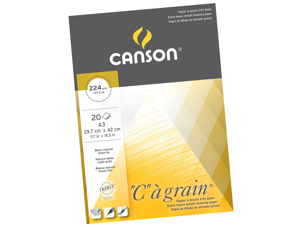 Canson 400060600 C a grain Zeichenpapier naturweiß A4