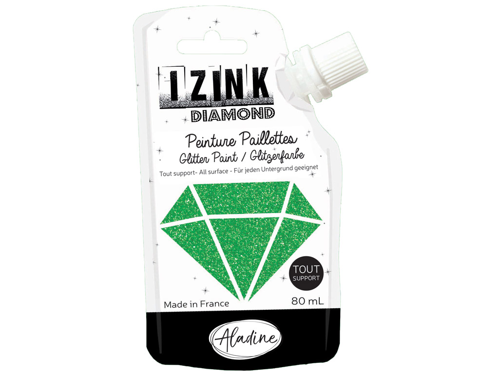 Glitter paint Aladine Izink Diamond 80ml dark green