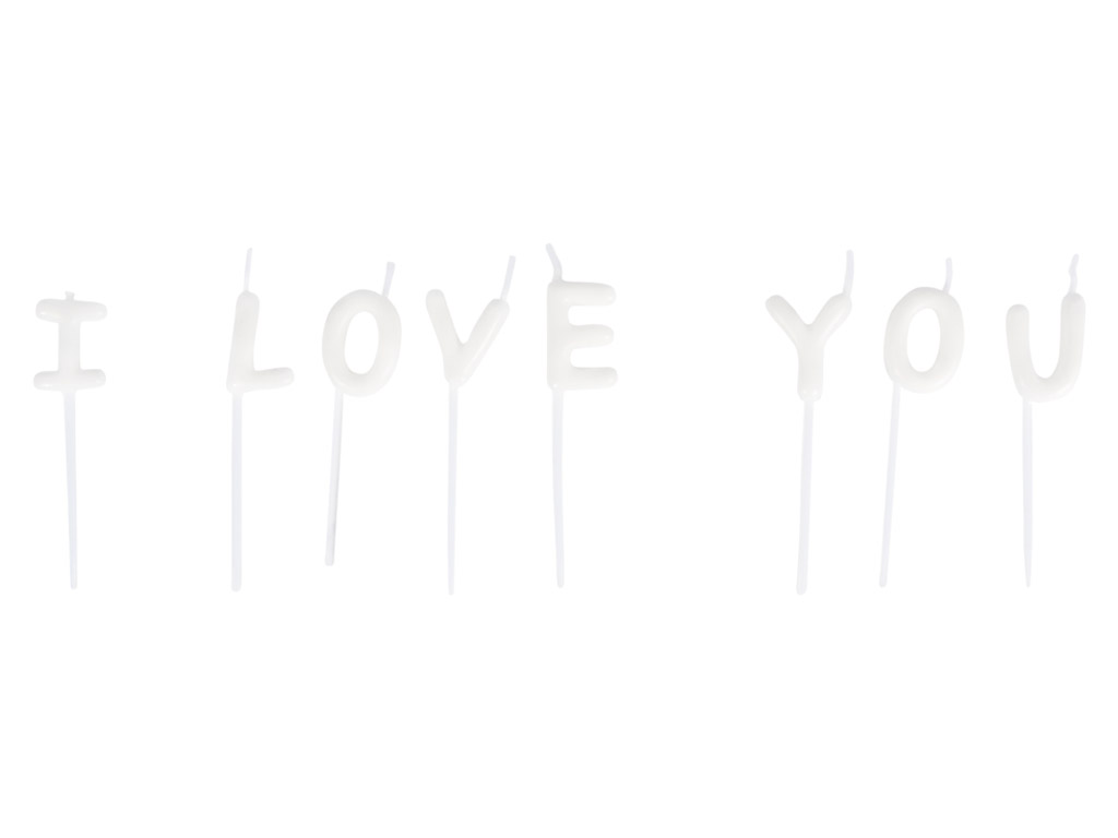 Žvakė tortui Rayher I Love You 2x7.7cm 8 raidės balta