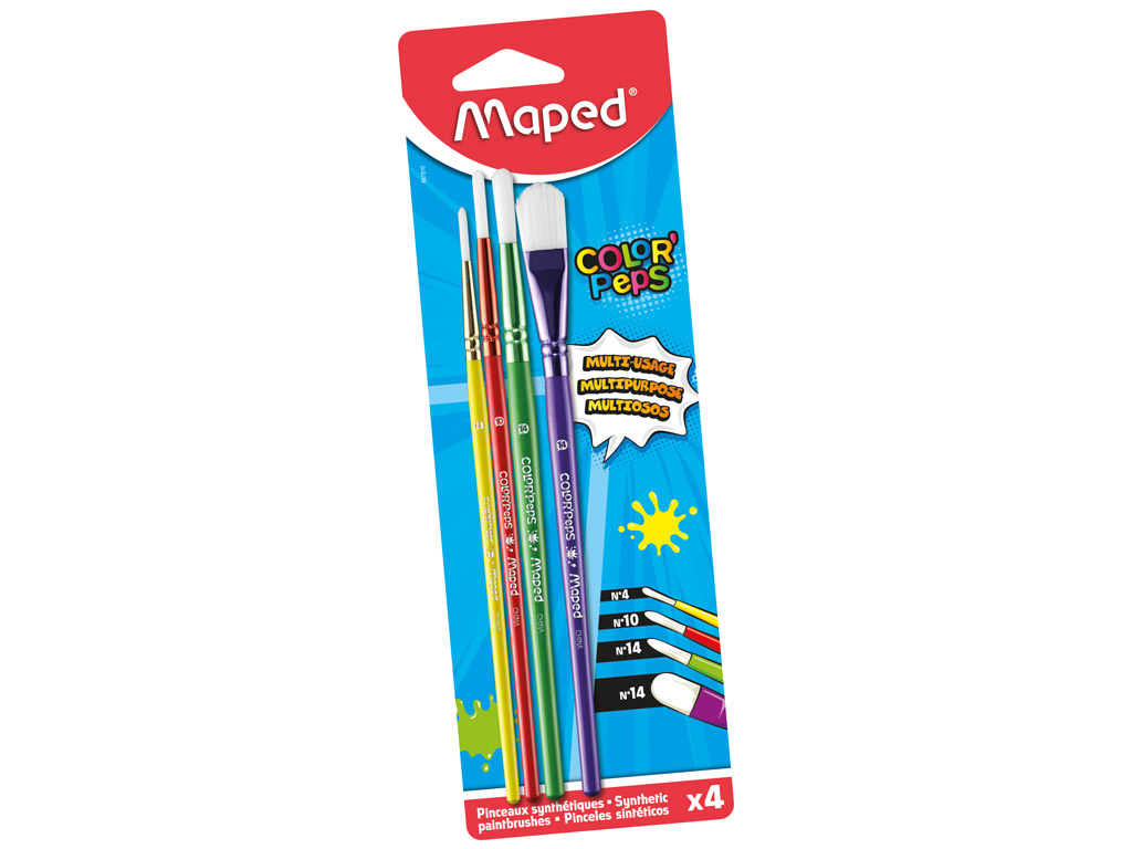 Teptukų rinkinys Maped ColorPeps sintetinis apvalus 04+10+14+plokščias 14 4vnt.
