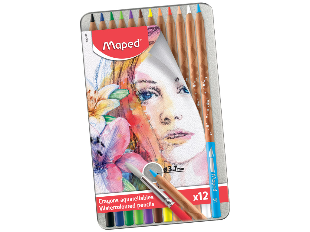 Watercolour pencils Maped Artist 12pcs metal box