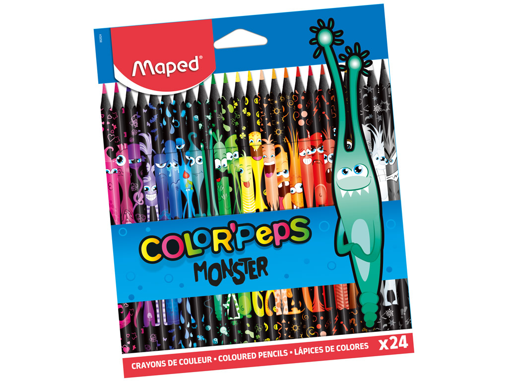 Värvipliiats puiduvaba Maped ColorPeps Monster 24tk