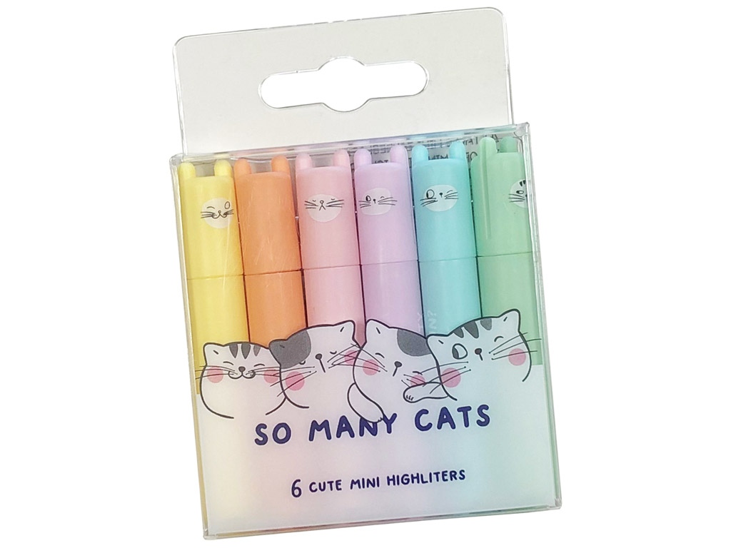 Highlighter M&G mini So Many Cats Pastel scented 6pcs 