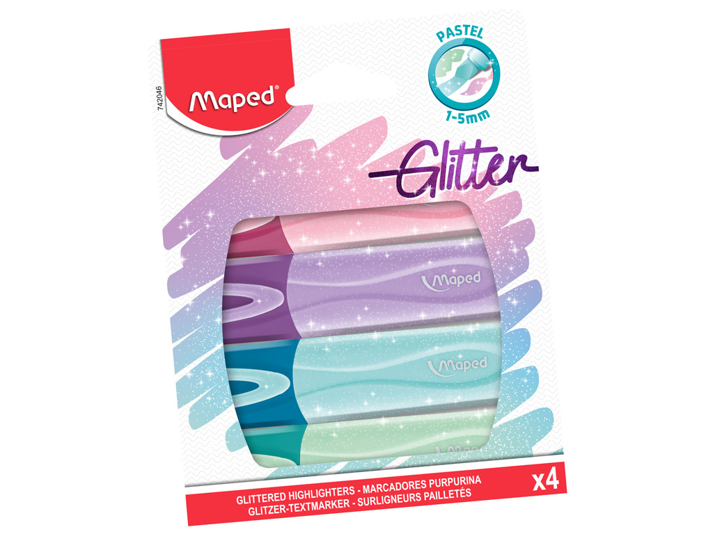 Tekstimarker Maped Fluo Peps Glitter Pastel 4tk blistril
