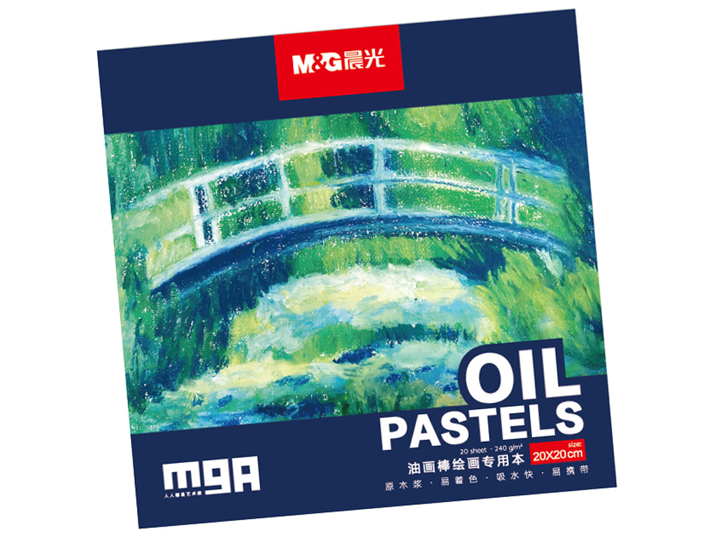 Bloknotas piešimui pastele M&G Arts Oil Pastels 20x20cm/240g 20 lapų