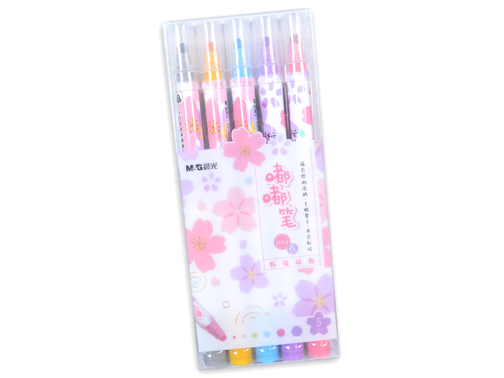 Felt pen M&G Sakura dot dip/fine tip 5pcs
