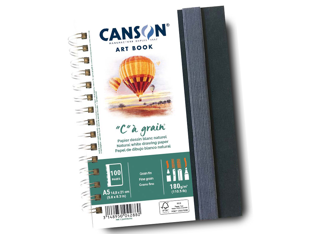 Zīmēšanas bloks Art Book C a Grain 14.8x21cm/180g 100 lapas ar spirāli ciets vāks ar gumiju