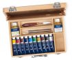 Wooden box LB oil colour Fine 10x40ml+ additive 2x75ml+ 2xbrush+ knive+ palet