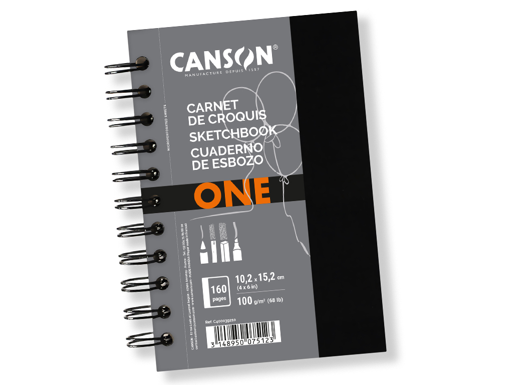 Skiču albums One 10.2x15.2cm/100g 80 lapas ar spirāli ciets vāks