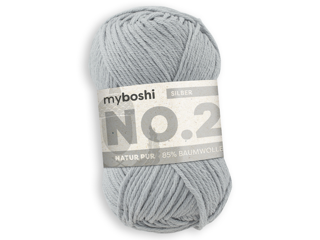 Yarn Myboshi No.2 85% cotton/15% kapoc 50g/100m silver
