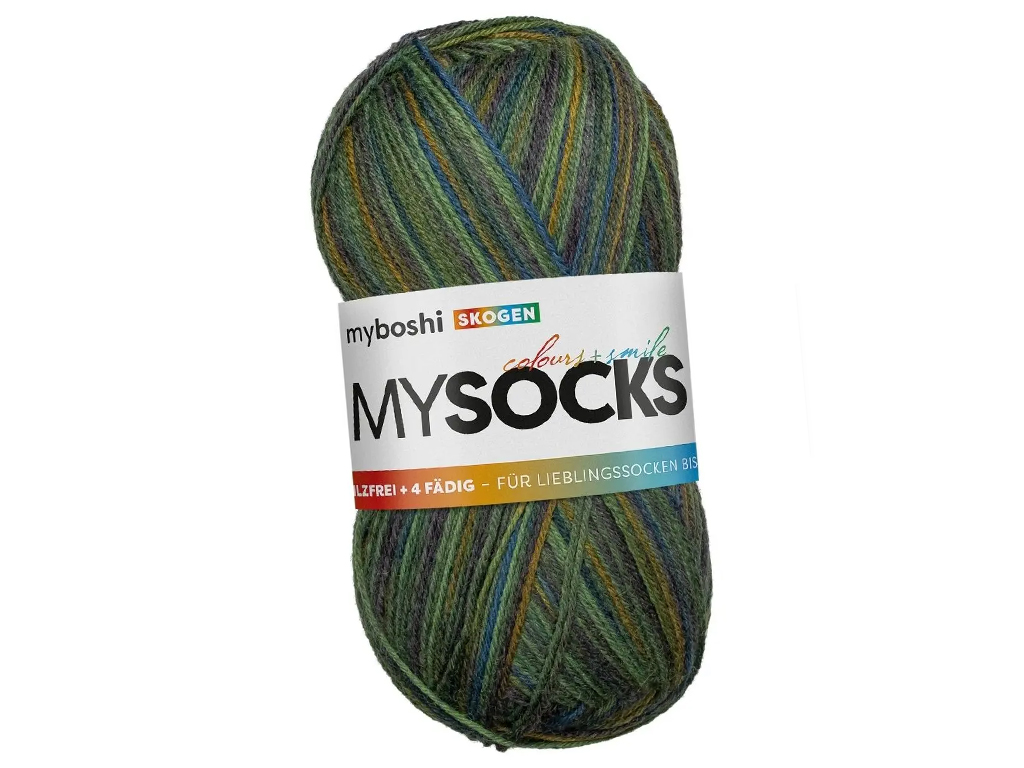 Yarn Myboshi Mysocks 75% wool/25% polyamide 100g/420m Skogen