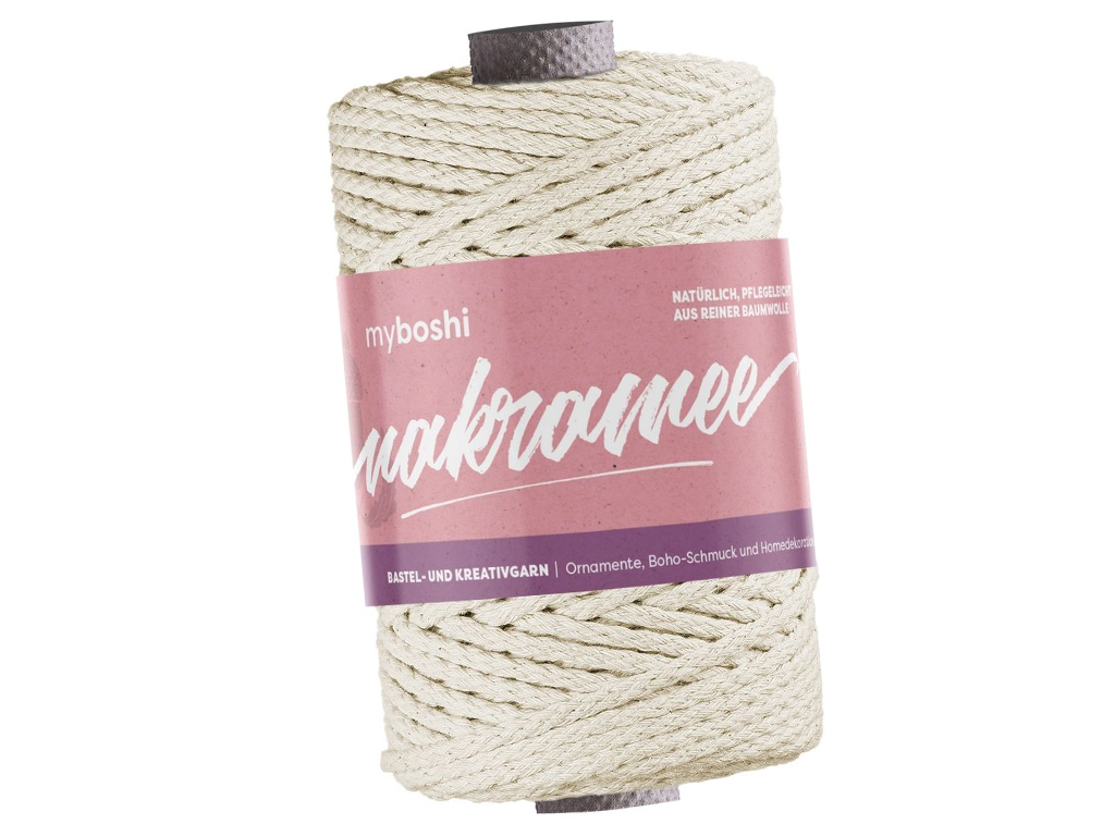 Macrame cord Myboshi Macramee 100% cotton 50m 2mm braided natural