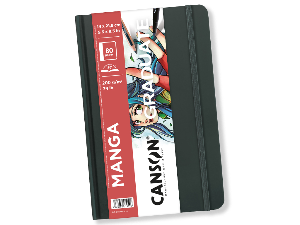 Zīmēšanas bloks Graduate Manga 14x21.6cm/200g 40 lapas ar gumiju