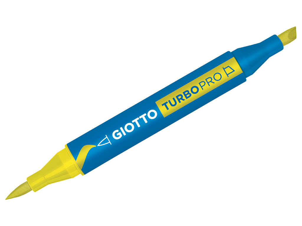 Marker water based Giotto Turbo Pro double tip yellow
