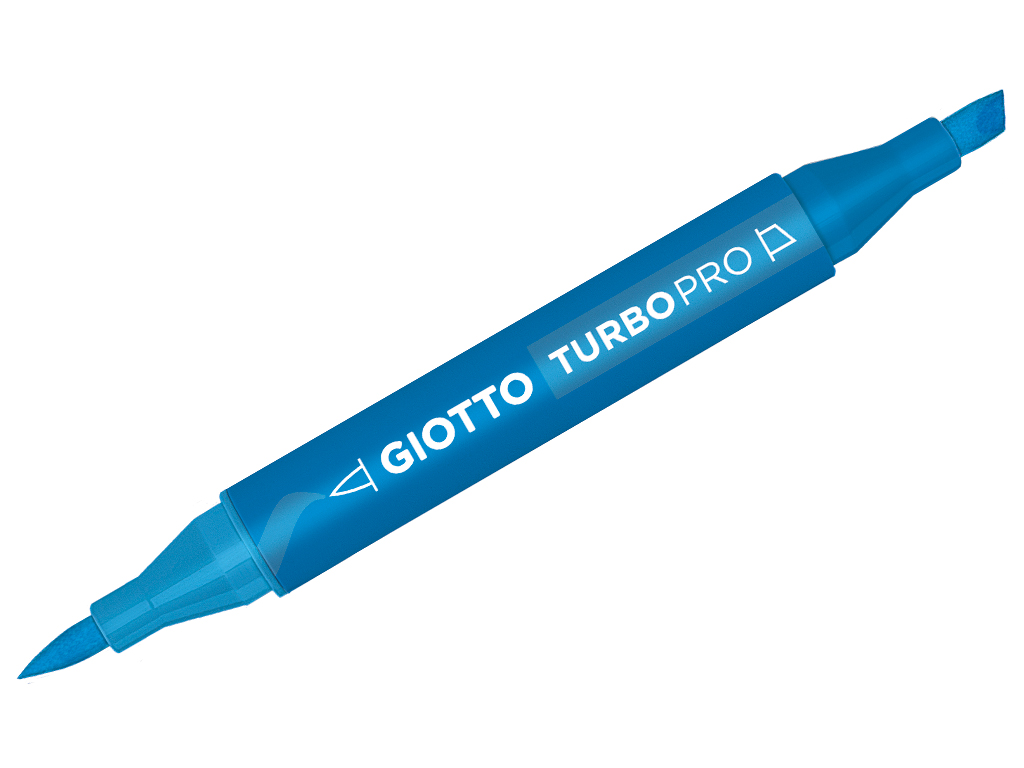 Marker water based Giotto Turbo Pro double tip cobalt blue