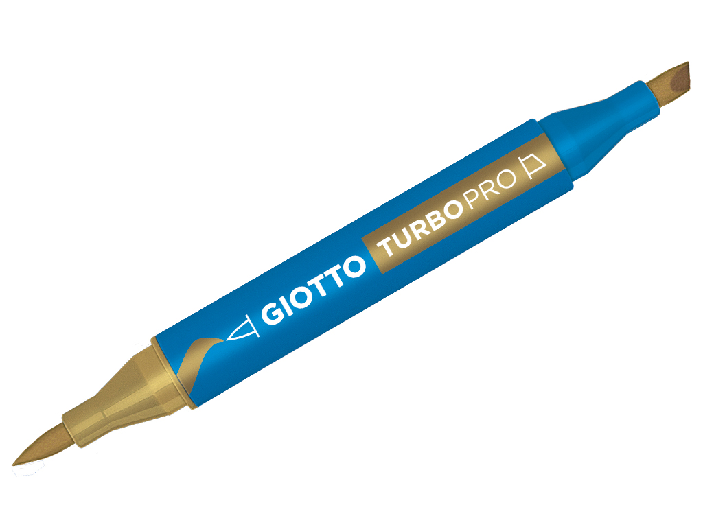 Marker water based Giotto Turbo Pro double tip natural sienna