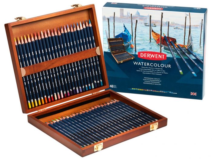 Watercolour pencils Derwent in wooden box - 1/3