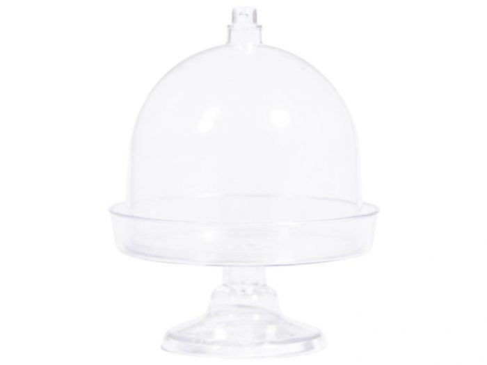 Plastic mini cake stand with dome Rayher - 1/3