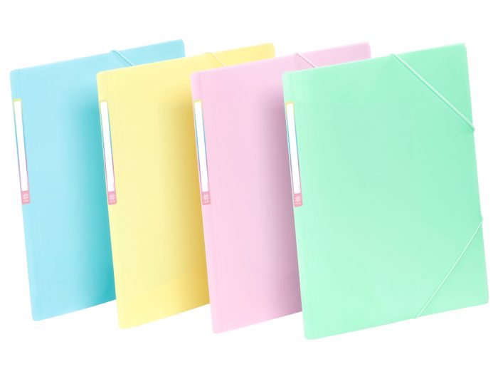 3-flap folder Viquel Rainbow Pastel A4 with bands/label