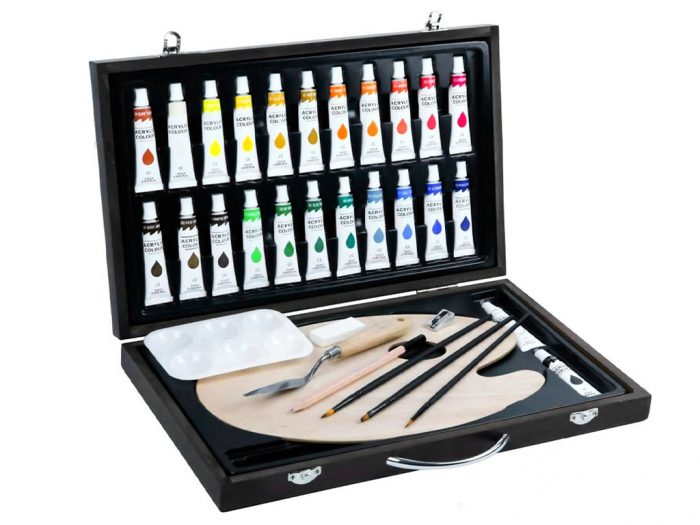 Akriliniai dažų rinkinys Sinoart medine lagaminėlyje - 1/2