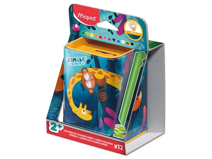 Krāsainais zīmulis komplekts Maped Jungle Fever Infinity Early Age Jumbo 12gab.+krājkasīte - 1/2