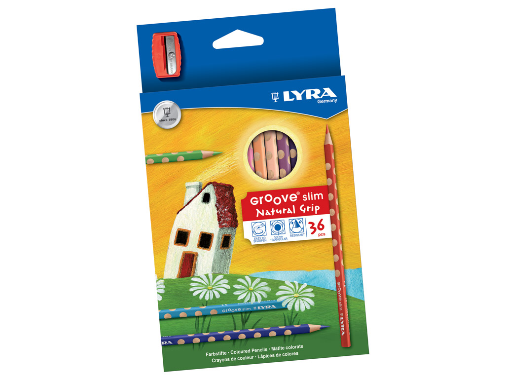 Spalvotas pieštukas Lyra Groove Slim 36vnt.+drožtukas